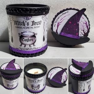Witch's Brew 6oz Scented Halloween Candle w Bamboo Wood Sealed Top Conjure Oil